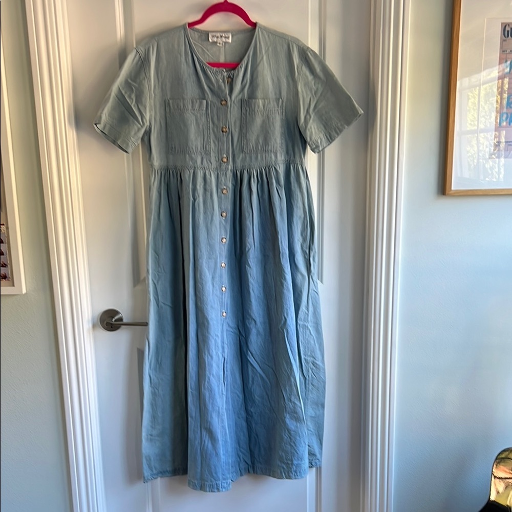 Paris Blues Blue Denim Button-Front Midi Dress